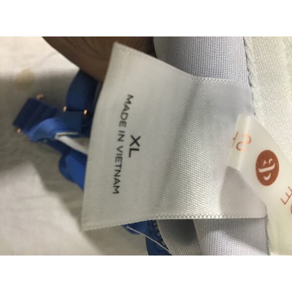 SHADE & SHORE XL 16-18 Blue Twist-Front Keyhole Strappy Swim Bikini Top NWT b144 - Picture 8 of 9